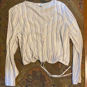 White with corn flower blue detailing blouse